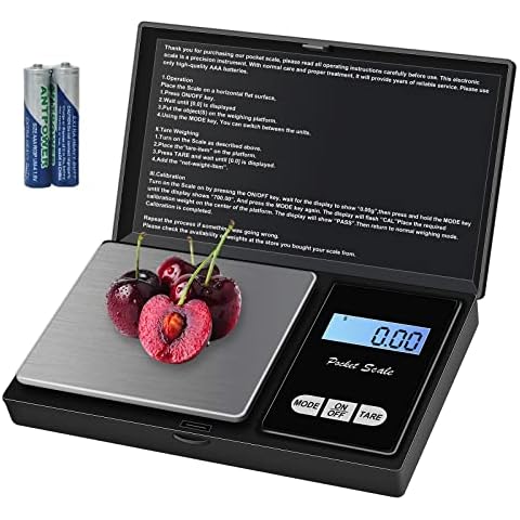 Pocket Scales 500x0.01g Precision Digital Scales Mini Jewellery Scales with Back-lit LCD Display Weighing Scales Grams for Kitchen Food Coffee Jewelry Herb (2 Batteries Included) Cover