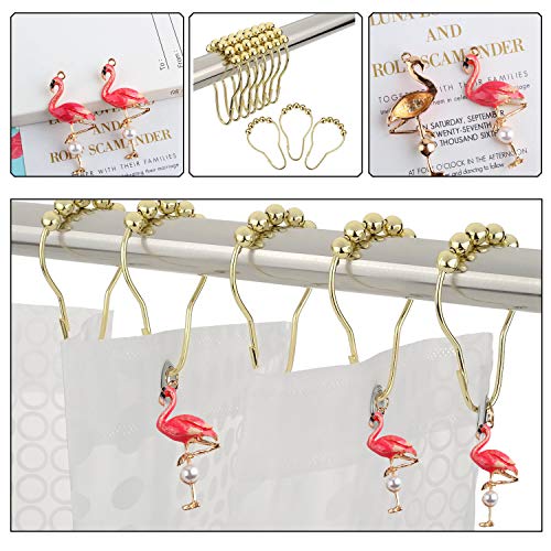 Zilucky Set Of 12 Flamingo Shower Curtain Hooks Decorative Home Bathroom Stainless Steel Rustproof Shower Curtain Rings Decor Accessories thumb #4