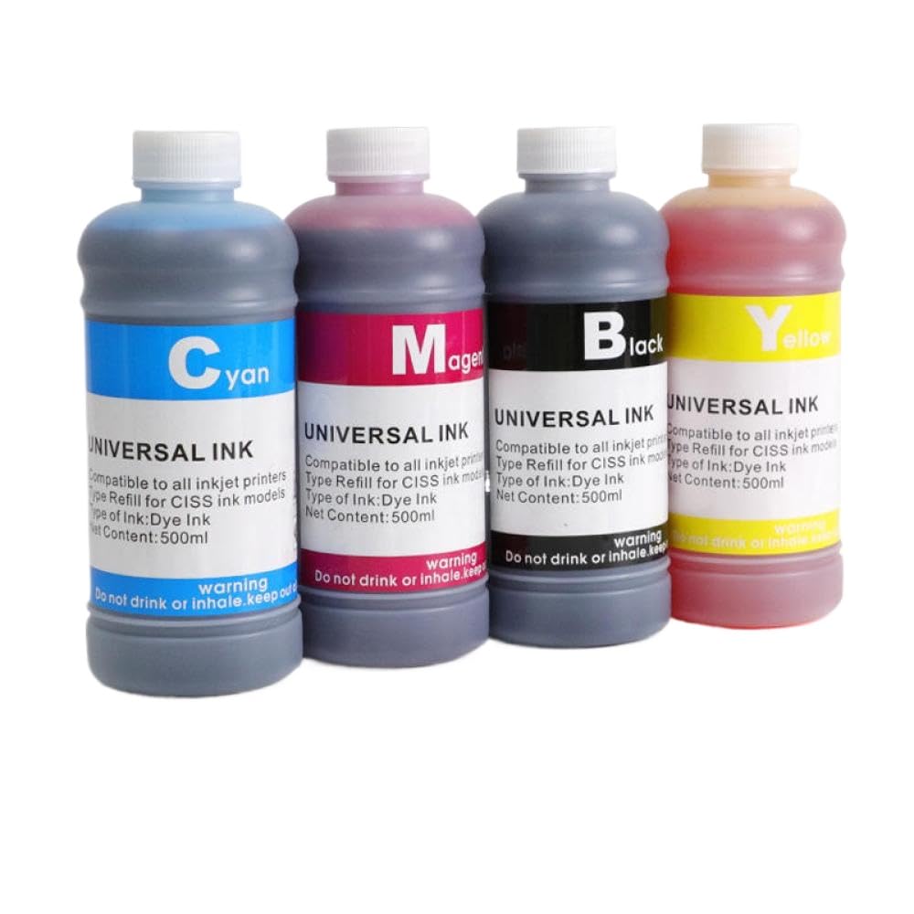 500 ml universelles schwarzes Nachfülltintenset auf Farbstoffbasis Kompatibel mit Tintenstrahldrucker CISS C M Y K(500ML Dye Ink-BK)