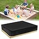 Sandkasten Abdeckung 120x120cm Schwarz Sandkasten Abdeckplane mit Kordelzug, Sandkastenabdeckung Plane, Wasserdicht Sandkasten Abdeckung für Sandkasten, Pool, Terrase