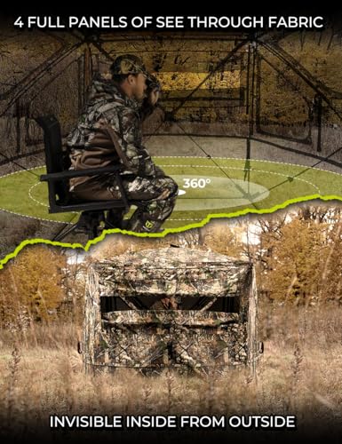TIDEWE Hunting Blind 360°Silent See Through Blind with Swing Door, 2-3 Person Pop Up Ground Blind with Detachable Blackout Panel & Carrying Bag, Portable Resilient Tent for Deer & Turkey Hunting, Camo - Image 4