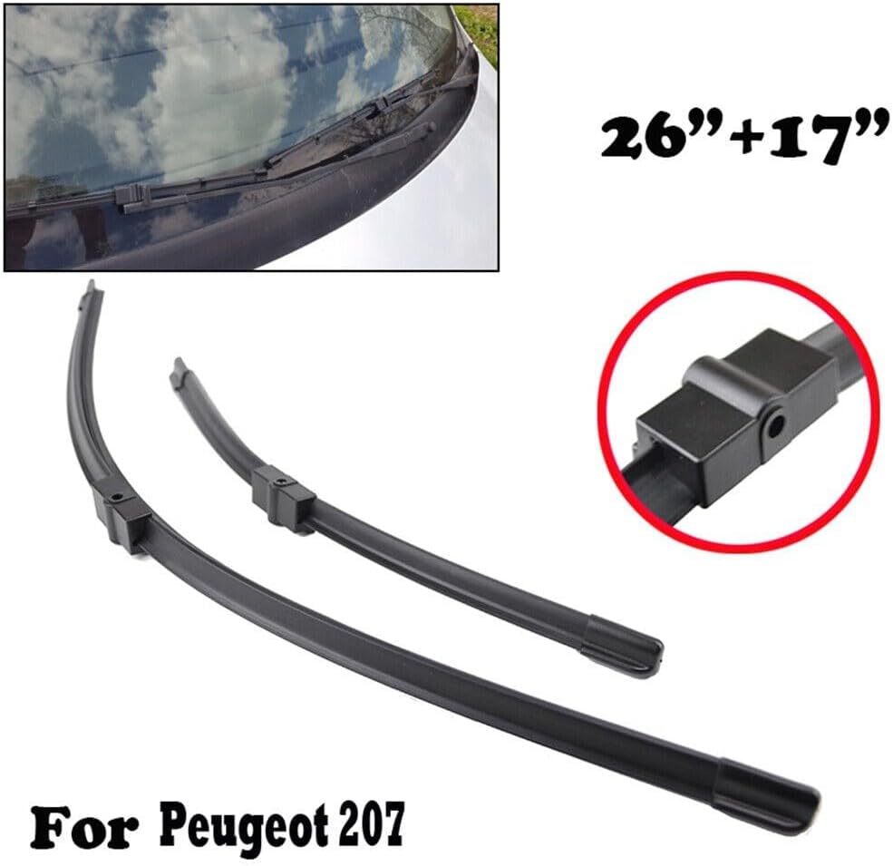 Parts Compatible With/Replacement For 207 Front and Front Wiper Set Kit Boneless Wiper Sheet Adhesive Strip 26 + 17 + 16