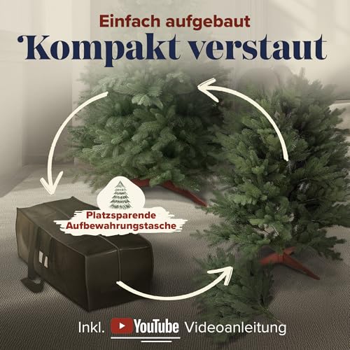 Weihnachtsbaum künstlich 180cm 100% PE Spritzguss - TESTSIEGER - Naturgetreu, dichte Zweige… – Ansicht 5