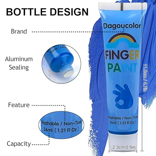 DagouColor Finger Paint Set, 24 Farben * 36ml, Kunst Malerei Kits für Kleinkinder Kinder Anfänger Künstler