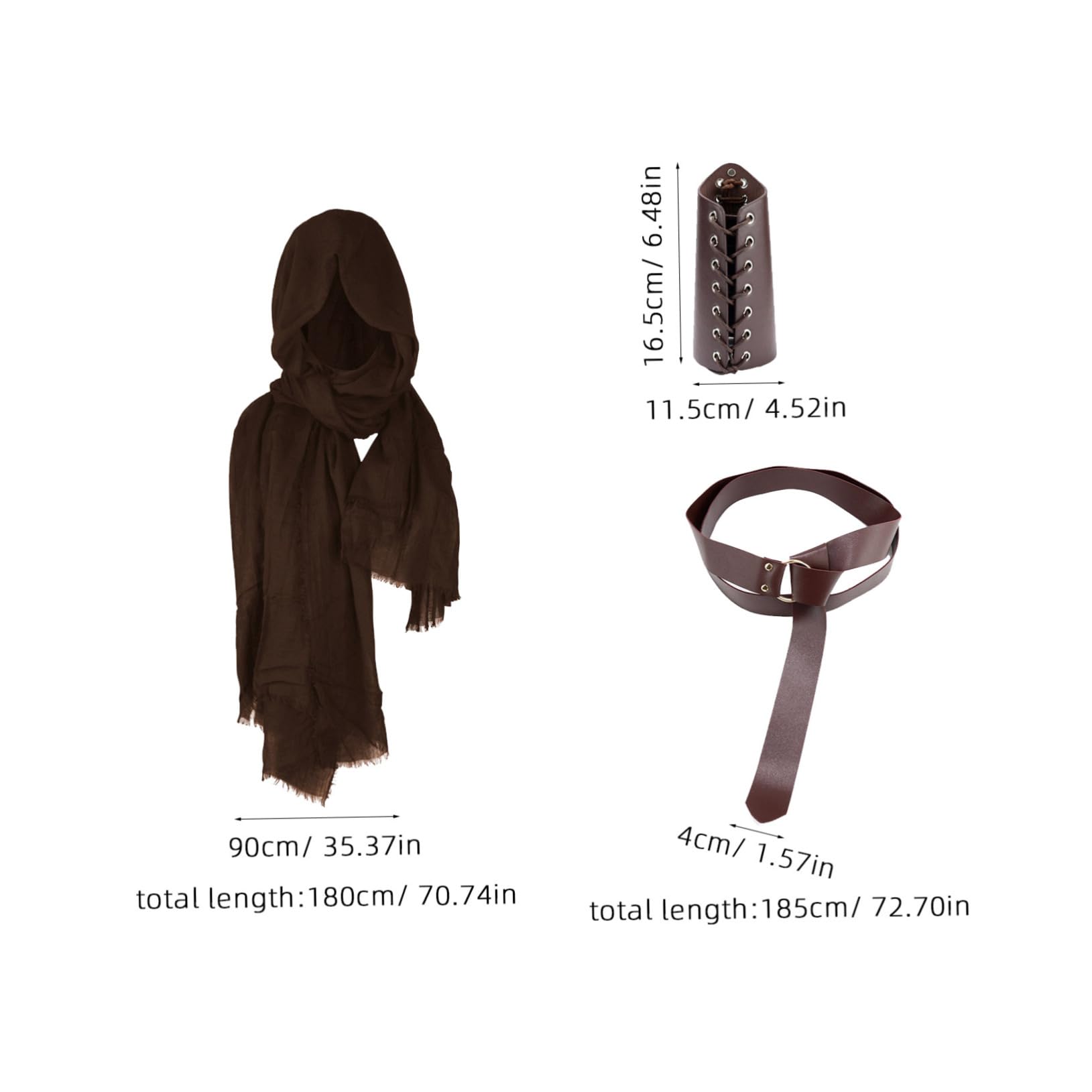 FOMIYES 1Set Medieval Knight Costume Accessories Cosplay Kit with Belt Arm Bracers and Cape for Halloween and Themed Events Light Brown
