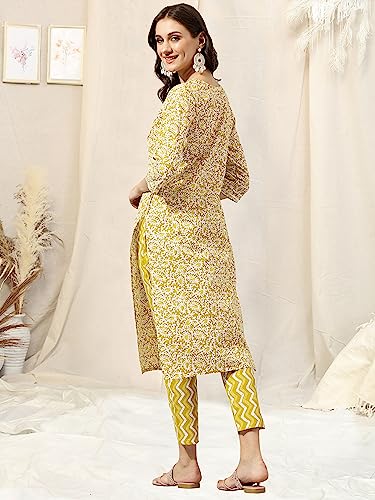Image of MIRCHI FASHION Women's Straight Fit Fancy Rayon Jaipuri Foil Printed Kurta Set with Plazzo Pant