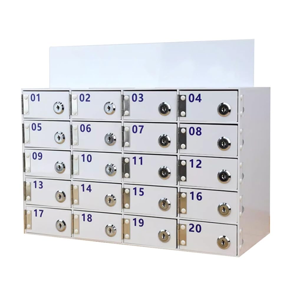 Armoire téléphonique en Acrylique avec Porte verrouillable, Armoire de Rangement Murale à 12 Compartiments, adaptée aux Bureaux, écoles, usines - Solution de Rangement sécurisée (Blanc).