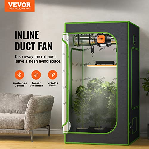 Image of VEVOR Inline Duct Fan, 4-Inch 200 CFM with Variable Speed Controller, Quiet AC-Motor Ventilation Exhaust Fan for Cooling Booster, Grow Tents, Hydroponics