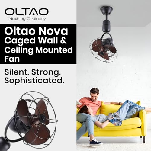 oltao Nova Caged Wall & Ceiling Fan - Black, 16-inch Black - 2 - Image 4