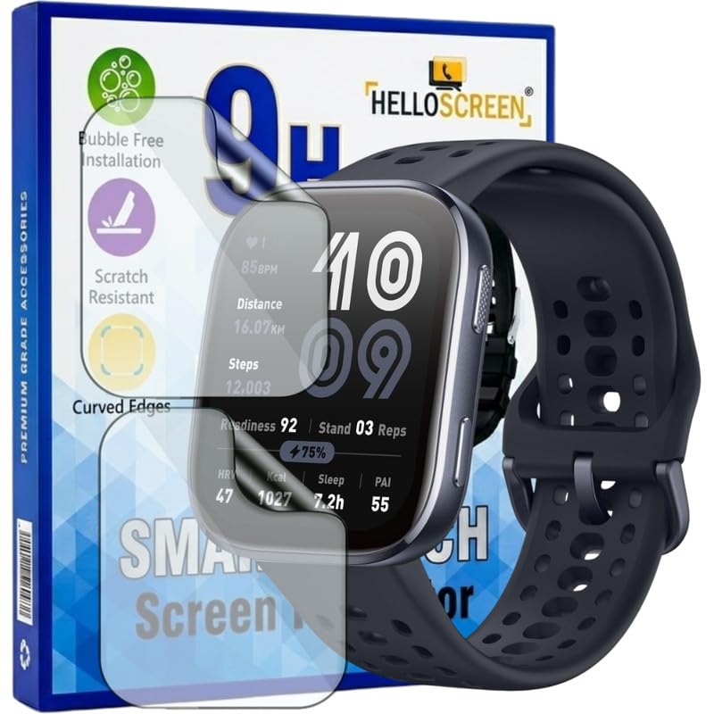 Screen Protector for Amaz fit Bip 6 1.97 Inch Smartwatch (Pack of 2) – Flexible TPU Film, 9H Scratch Resistant, Self Healing, Anti Fingerprint, HD Clear, Bubble Free – Not Tempered Glass-image-3