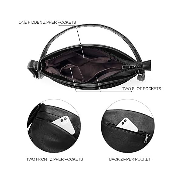 CLUCI Crossbody Bags for Women Small Leather Purse Travel Ladies Designer Triple Pockets Vintage Handbags Shoulder Bags Black - Image 5