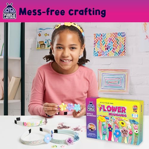 PURPLE LADYBUG DIY Headbands for Girls - Headband Making Kit, Decorative Craft Activity Set, Gift for Ages 6-9 Years Old, Christmas Gifts for Girls - Image 6