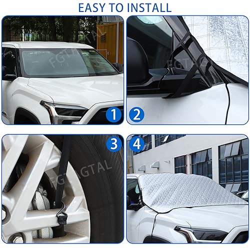 Image of Windshield Snow Cover Fit for Toyota Tundra 2022-2024, Front Windshield Cover for Ice and Snow, Auto Extra Thick Windshield Ice Cover Protects Windshield and Wipers from Rain, Sun, Frost