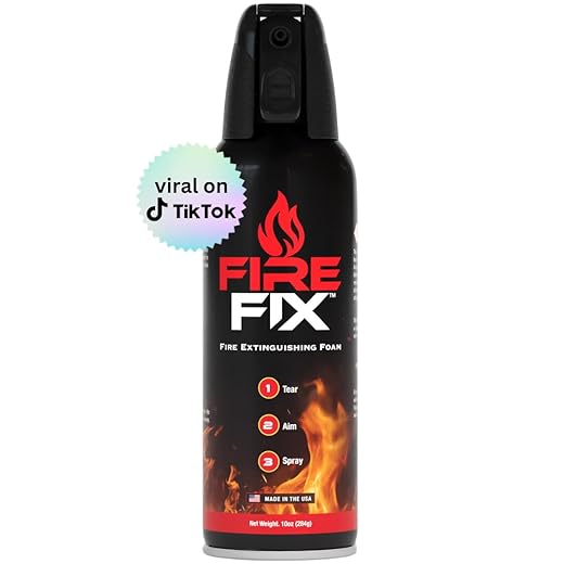 FIRE FIX Fire Extinguisher Spray Foam 10 oz | Made in USA | Biodegradable Fire Spray for Apartment, Boat, Car, Garage & Kitchen Essentials | Small Fire Extinguisher for Home | Emergency Supplies