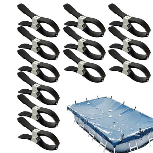 Genérico - Fijaciones de lona para piscina (12 unidades, antideslizantes, de acero inoxidable, accesorios para cubierta de piscina, para jardín, playa, césped, terraza, muebles de invierno