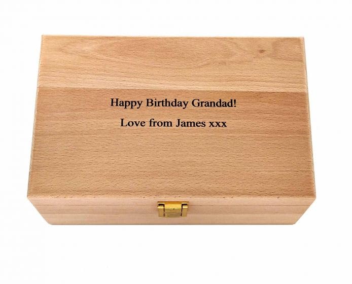 Cathcart Elliot Personalised Wooden Keepsake Box, Engraved Beech Memory Box 22x15x10cm