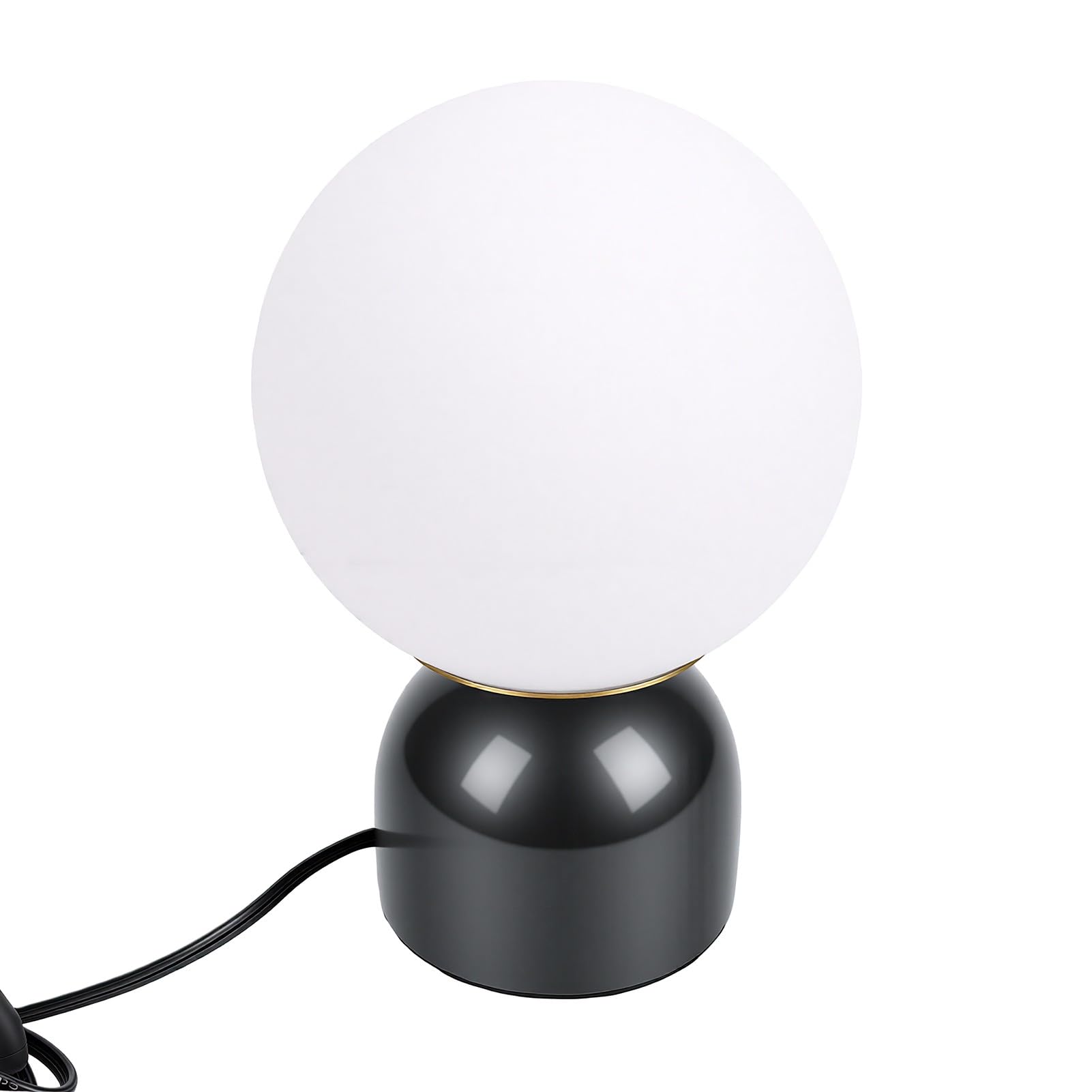 FTVOGUE Lampada da Comodino Globe con Paralume in Vetro e Base in Marmo | Attacco E27, Luce Calda per Soggiorno, Studio, Camera da Letto, Compatibile con Lampadina Dimmerabile