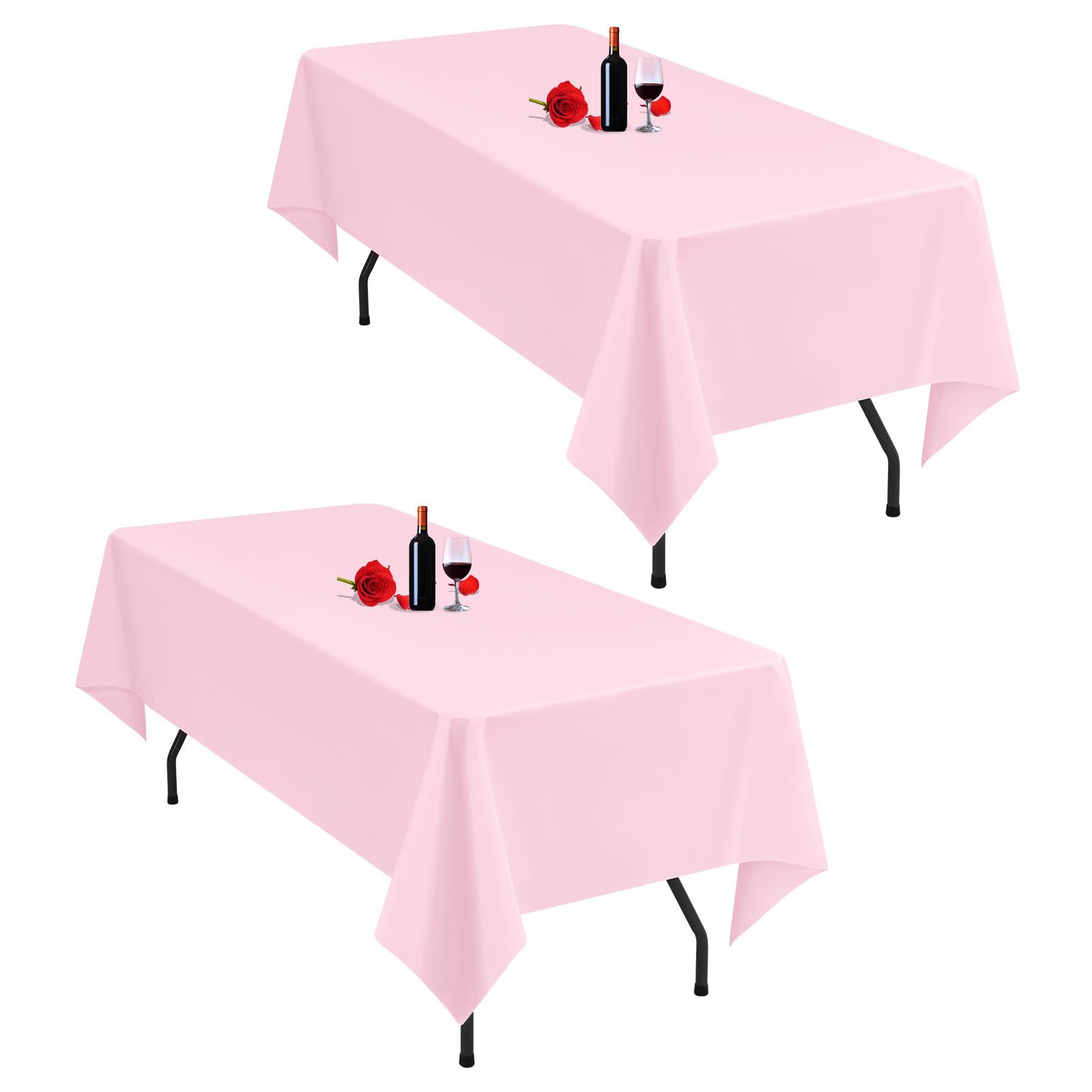 Nappes pour table de 6 pieds rose 153x260cm lavable anti-tache