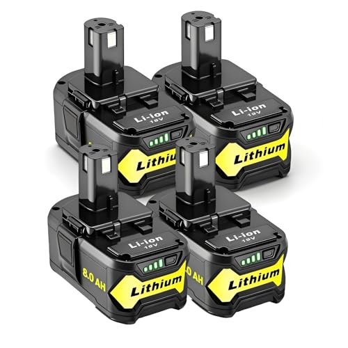 Image of 4 Packs Upgraded 8000mAh P108 Replacement for Ryobi 18V Battery, Compatible with Ryobi 18V ONE+ System Cordless Power Tools and Charger