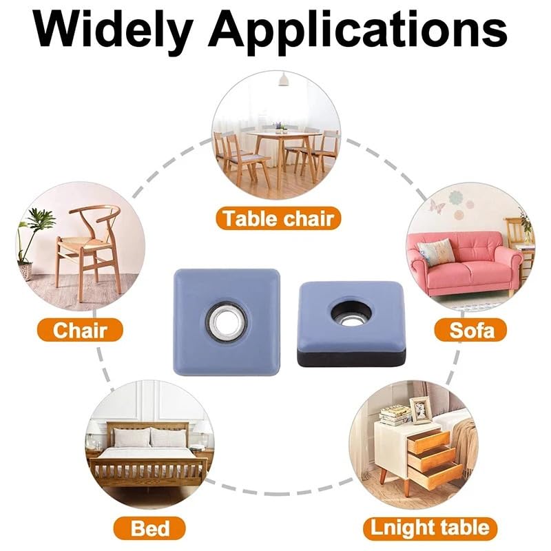 24 Deslizadores for Muebles de 30 mm, Protectores de Patas for Muebles con Tornillos, Protectores Cuadrados for Patas de Silla, Almohadillas deslizantes for Muebles.