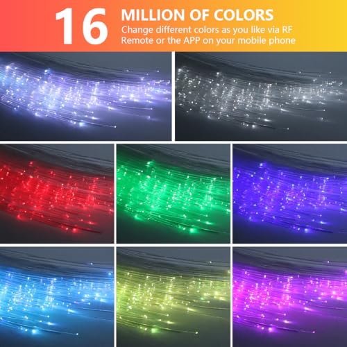 Image of 16W Car Home Starlight Headliner Kit, Twinkle & Sound Activate RGBW Fiber Optic Lights with APP & Remote Control, Star Lights for Ceiling Decoration, 600 pcs 9.8ft
