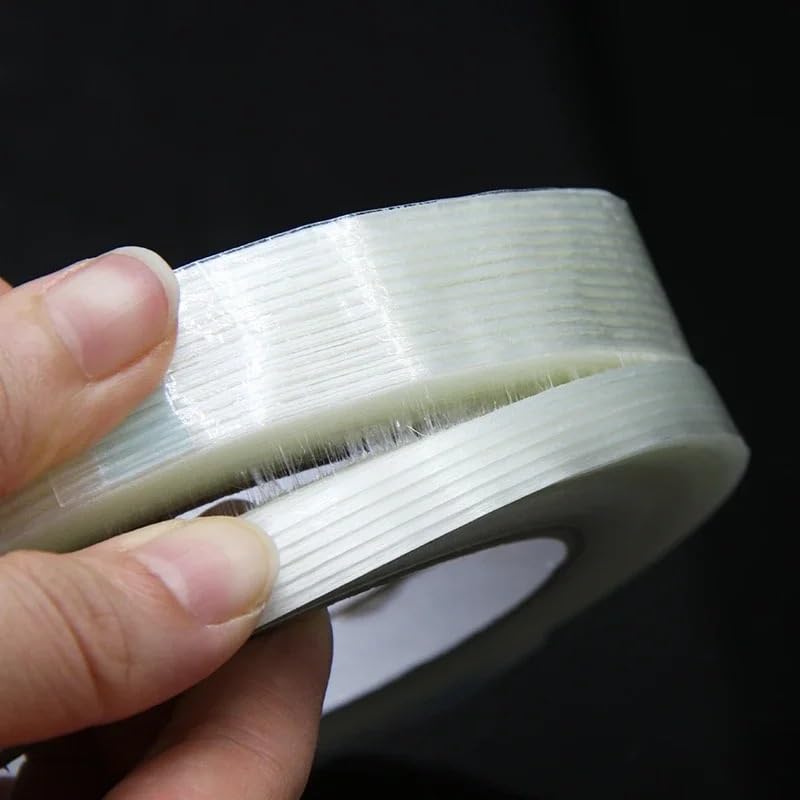 Cinta de fibra de vidrio transparente de 50 m, resistente, con aislamiento a rayas y adhesivo fuerte for uso industrial.(50M 50mm)