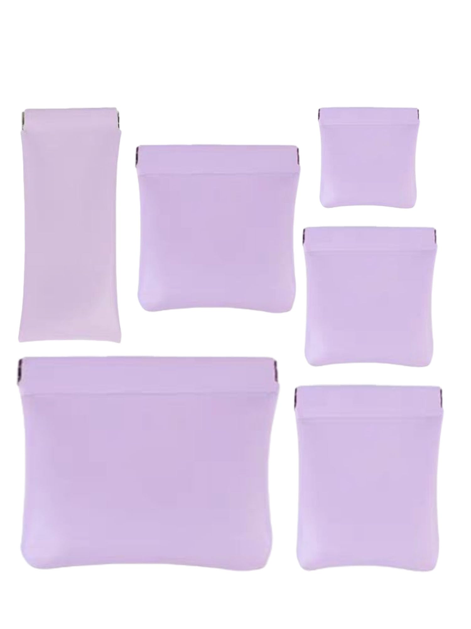 6 Pcs Small Makeup Bag for Purse, Snap Closure Organizer Pouch, Portable No Zipper Self-Closing Pouches for Travel Storage Bag Mini Pu Leather Pouches