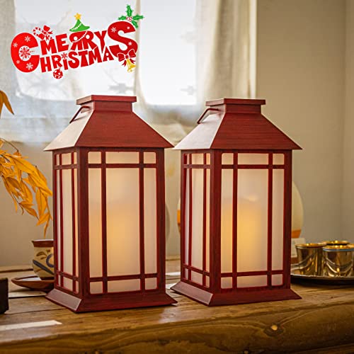 Weiße Laternen dekorative Outdoor - Metall-Weihnachtskerzenlaterne, festlich, 2 Stück, hängende Laterne für drinnen und draußen, Urlaub, Party-Dekorationen Cover