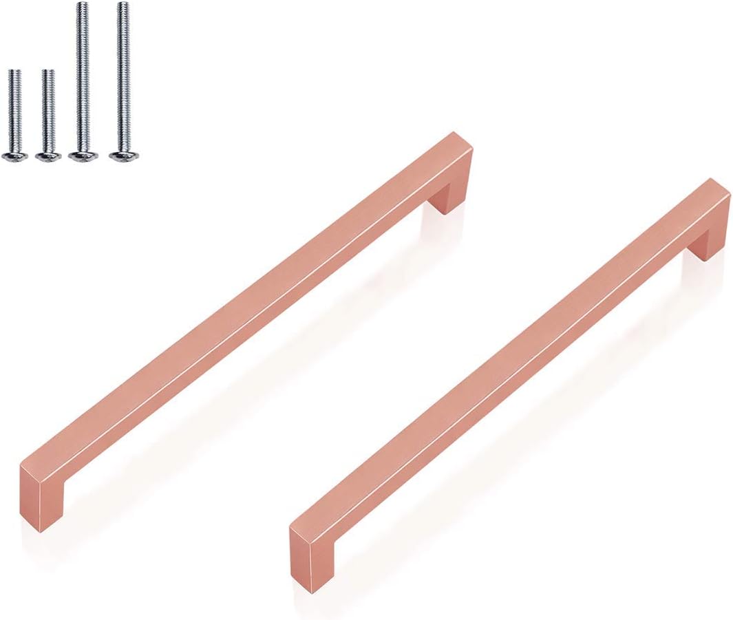 (30 Pack) Rose Gold Cabinet Pulls Square Kitchen Door Handles 7-9/16 Inch,Square T Bar Cabinet Handle Drawer Pull Stainless Steel Modern Hardware for Kitchen Bathroom,Diameter:12mm(1/2 Inch)