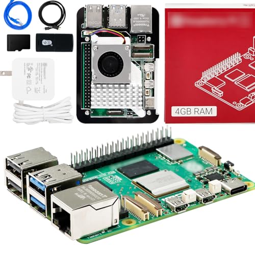Image of Yahboom Pi 5 4GB Starter Kit with Active Cooler,27W 5.1V5A USB-C Power Supply,Pi5 8GB Board,64GB Card Readers Kit,Raspberry Case (Pi5 4GB, Official Cooler Kit)