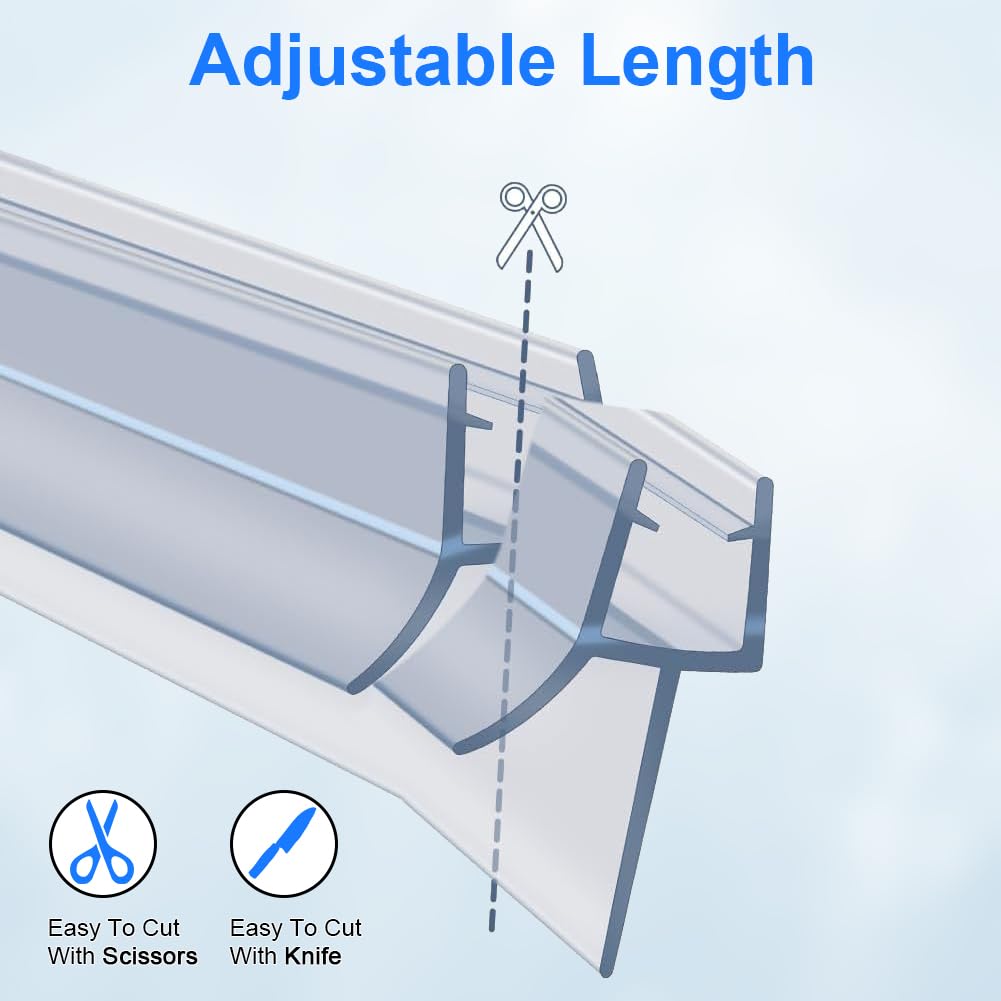 NIAWECAN Shower Door Seal Strip, 2 Pcs Clear Shower Screen Seal Strip for 8-10mm Glass - Image 3