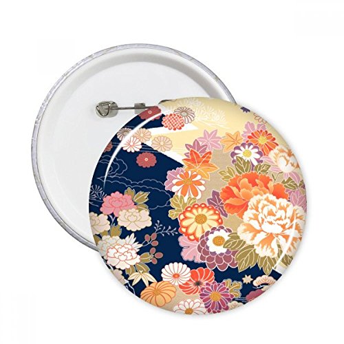 Pivoine motif de feuille d'érable pins badge bouton rond finition soignée vêtement 5pcs XL