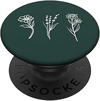 Vista 1 de PopSockets intercambiables con diseño floral verde bosque minimalista