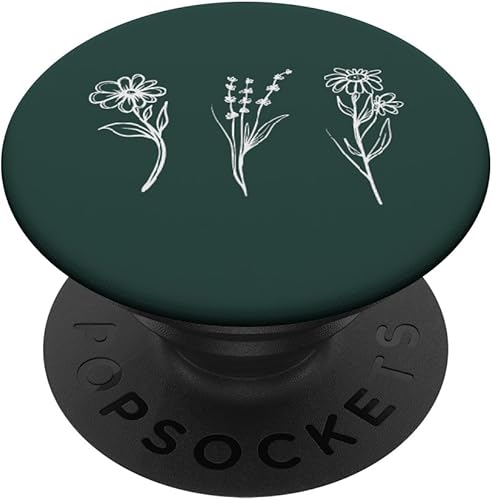 PopSockets intercambiables con diseño floral verde bosque minimalista