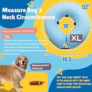 Big Hippo Inflatable Dog Collar, Protective Dog Neck Donut Collar Soft Pet Recovery Collar for Dogs and Cats After Surgery (Blue, X-Large)
