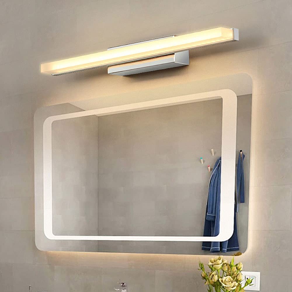 Lampada Frontale a Specchio a LED da 6 W, Lampada da toeletta per Bagno Impermeabile IP44, Paralume in Acrilico, Applique da Parete in Acciaio Inossidabile sopra l'armadietto a Specchio.