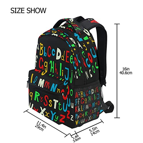 AUUXVA Rainbow Alphabet Kids Backpack for Boys Girls,Letter Education 16 Inch School Backpack for Elementary Preschool Kindergarten Bookbags for Teens Children Women Men College Travel Bag2
