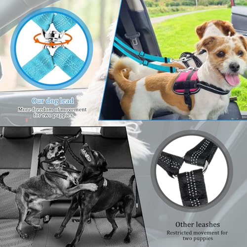 QINGYIWL Doppelter Anschnallgurt Hund Auto, 2 in 1 Verstellbarer Hundegurt fürs Auto, Sicherheitsgurt Hunde für Auto für Kleine & Mittlere Hunde (Blau)