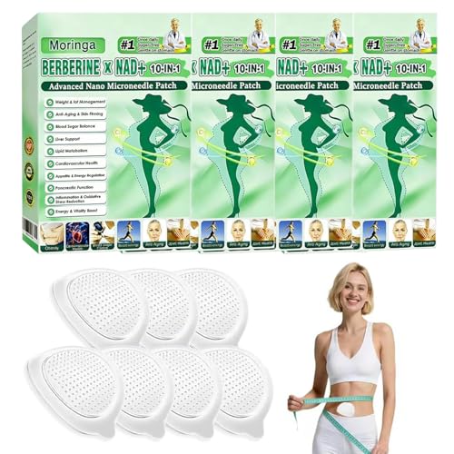 28 Stück Moringa NAD+ 10-in-1 Nano-Mikronadel-Patch Moringa x Berberin Pflaster Abnehmen Pflaster Abnehmpflaster für Körperpflege Bauch Weg Bein Straffen Mikronadelpflaster Vorteilspack