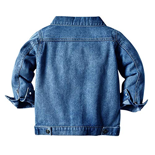 IDOPIP Toddler Kid Baby Boys Girls Denim Jacket Long Sleeve Button Down Jeans Coat Cowboy Overcoat Hoodie Casual Outwear2
