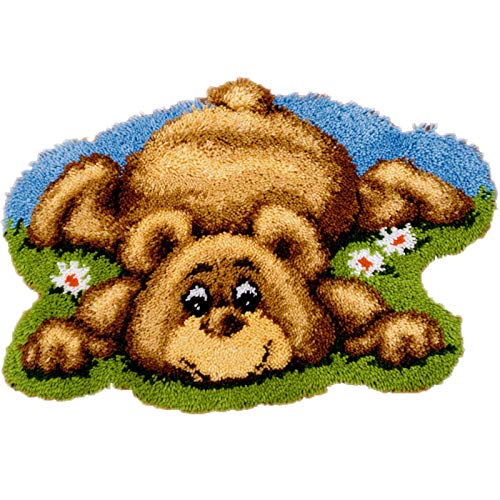 ZUSFUL DIY Teppich Häkelgarn-Kits Häkelsets für Wandteppiche Verriegelungshakensatz Stickteppich-Set Wohnkultur,B,110×110cm Cover