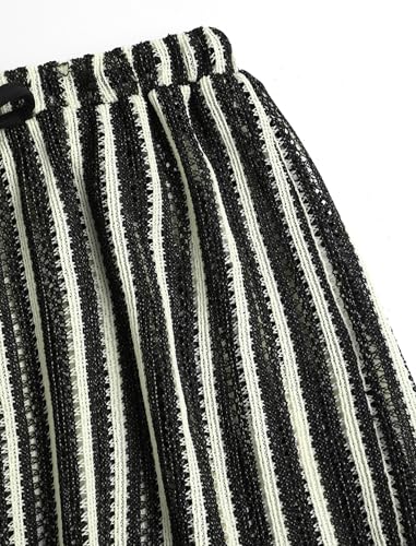 Image of ZAFUL Womens Beach Cover Up Pants Sexy Crochet Drawstring Elastic Boho Swimsuit Cover Up Long Pants Beach Wear