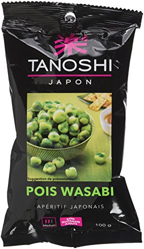 TANOSHI - Pois Wasabi - Apéritif Japonais - Goût Piquant - Sans Glutamate Ajouté - Paquet de 100 g