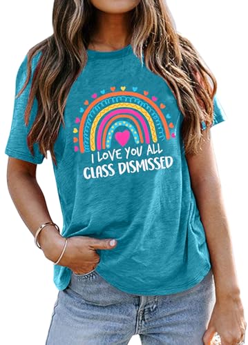 Teacher Shirt for Women Last Day of School T-Shirt Teacher Life Graphic Tee Tops Teachers Gift T-Shirt Blouse