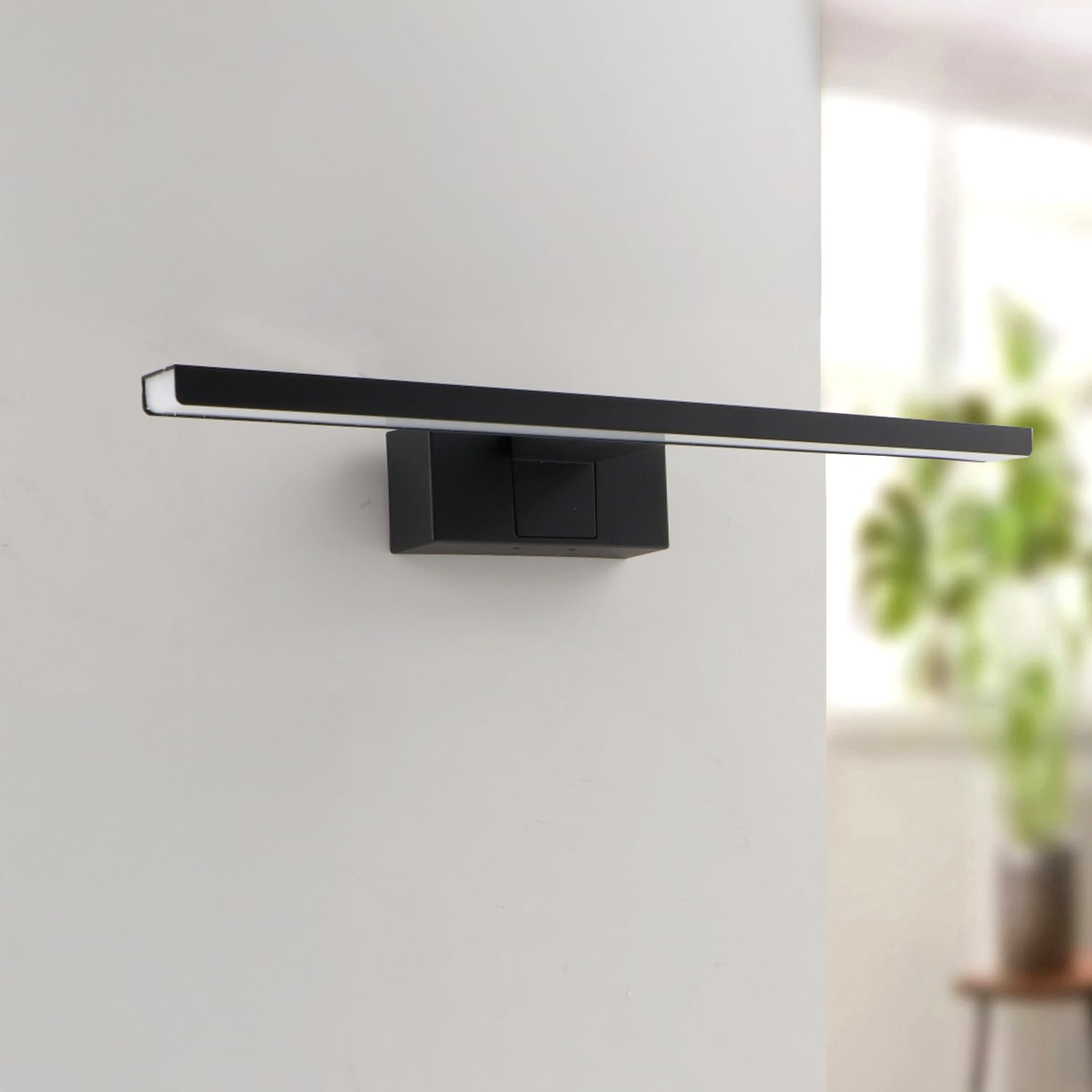 M Ledme - Applique murale LED pour miroir de salle de bain Plex 12W 60 cm, blanc neutre 4000K, étanche IP44, se fixe sur miroirs, meubles ou murs, 600X51X128mm (H)