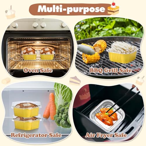 selizo 60 Pack 10oz Mini Disposable Cake Pans with Lids, Aluminum Foil Square Baking Cups, 4.4x4.4 Large Baking Cake Tins Cup Cake Containers with Lids for Individual Cakes by selizo - Image 6
