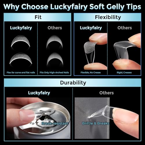 Image of Luckyfairy Almond Gel Nail Tips: 360pcs Pre-Shaped Medium Nail Tips Almond Shape Acrylic Fake Nails Half Matte Full Cover Press On Nails for Extension Home DIY Salon 12 Sizes