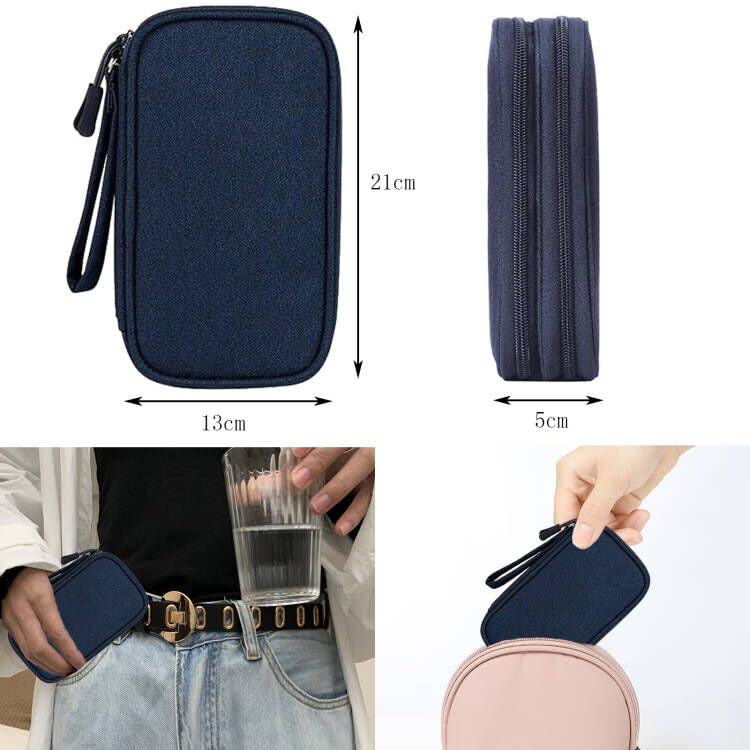 Borsa Per Cavi Impermeabile Doppio Strato - Organizer Per Caricabatterie, Powerbank, Cuffie, Blu, 21x13.5cm - Foto 8