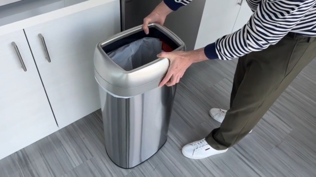 Image of iTouchless 16 Gallon Open Top Kitchen Trash Can Recycling Bin with Wheels and Double Odor Filters Oval Commercial Stainless Steel 60 Liter Trashcan for Home Office Work Bedroom Livingroom Garage