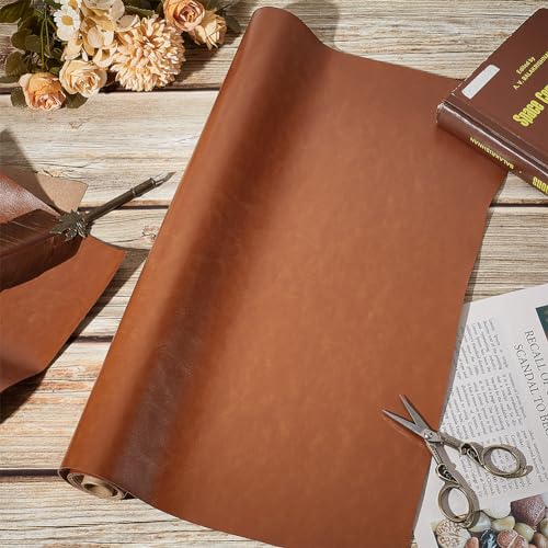OLYCRAFT 120x43cm Braune Kunstleder Bucheinband Tuch Bucheinband 0.7mm dick Kunstleder Buch Tuch Leder ähnliche Bucheinband für Buchbinderei Geschenk Box Machen DIY Handwerk
